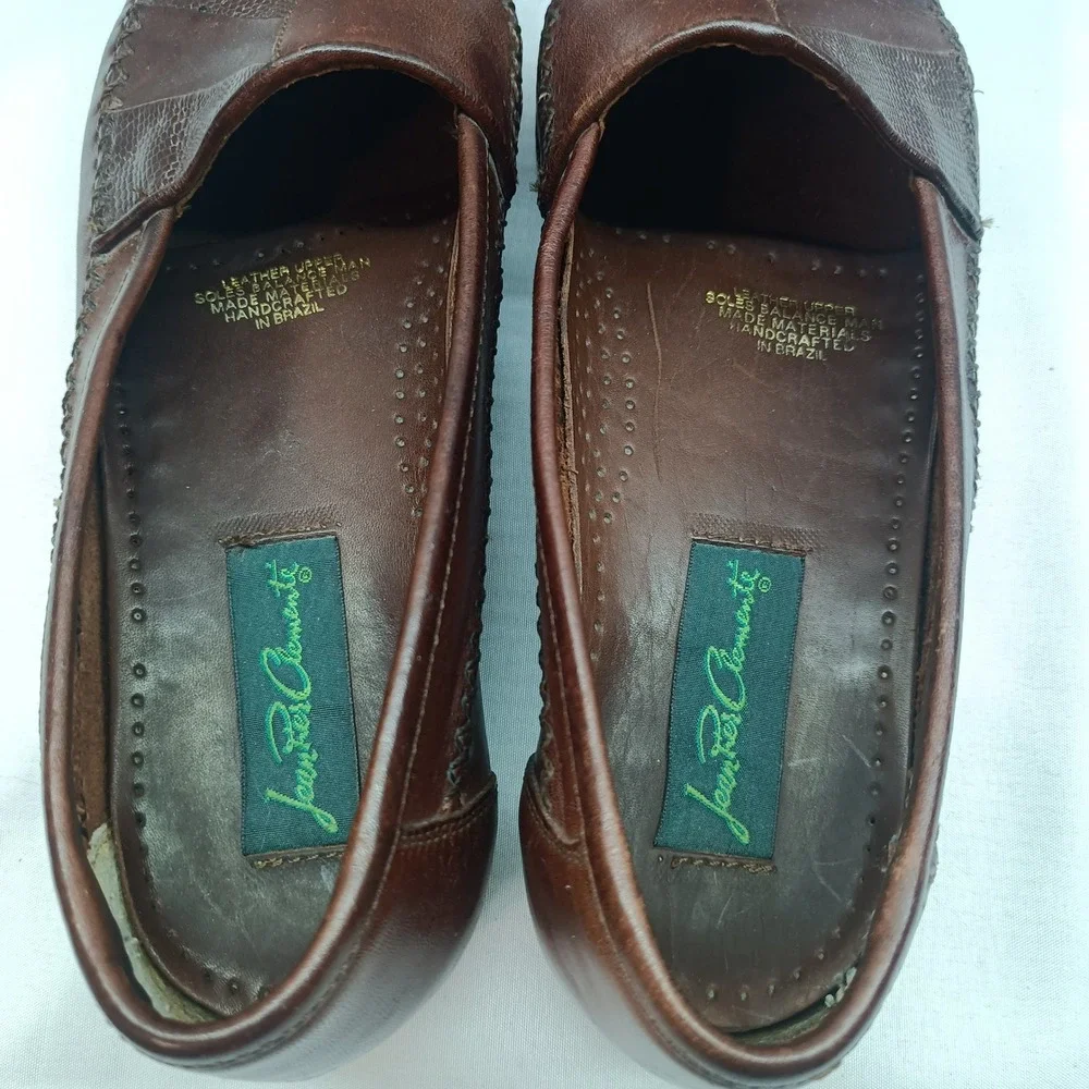 Jean-Pier Clemente Mens Brown Leather Handcrafted Loafers Brazil Slip On Shoes